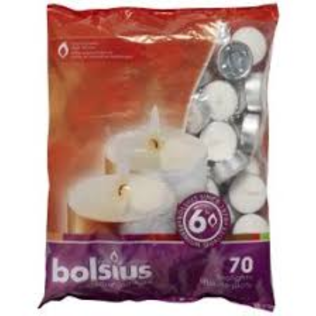 BOLSIUS 70 TEALIGHTS BAG 6HR BURNING